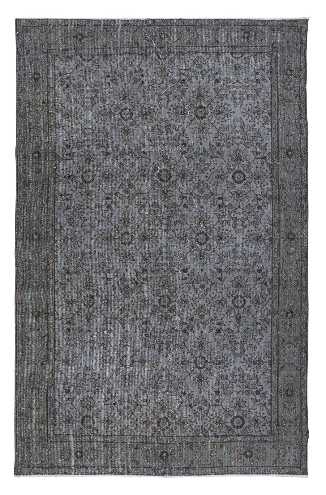 6x9.4 Ft Upcycled Handmade Area Rug In Gray, Contemporary Turkish Carpet
