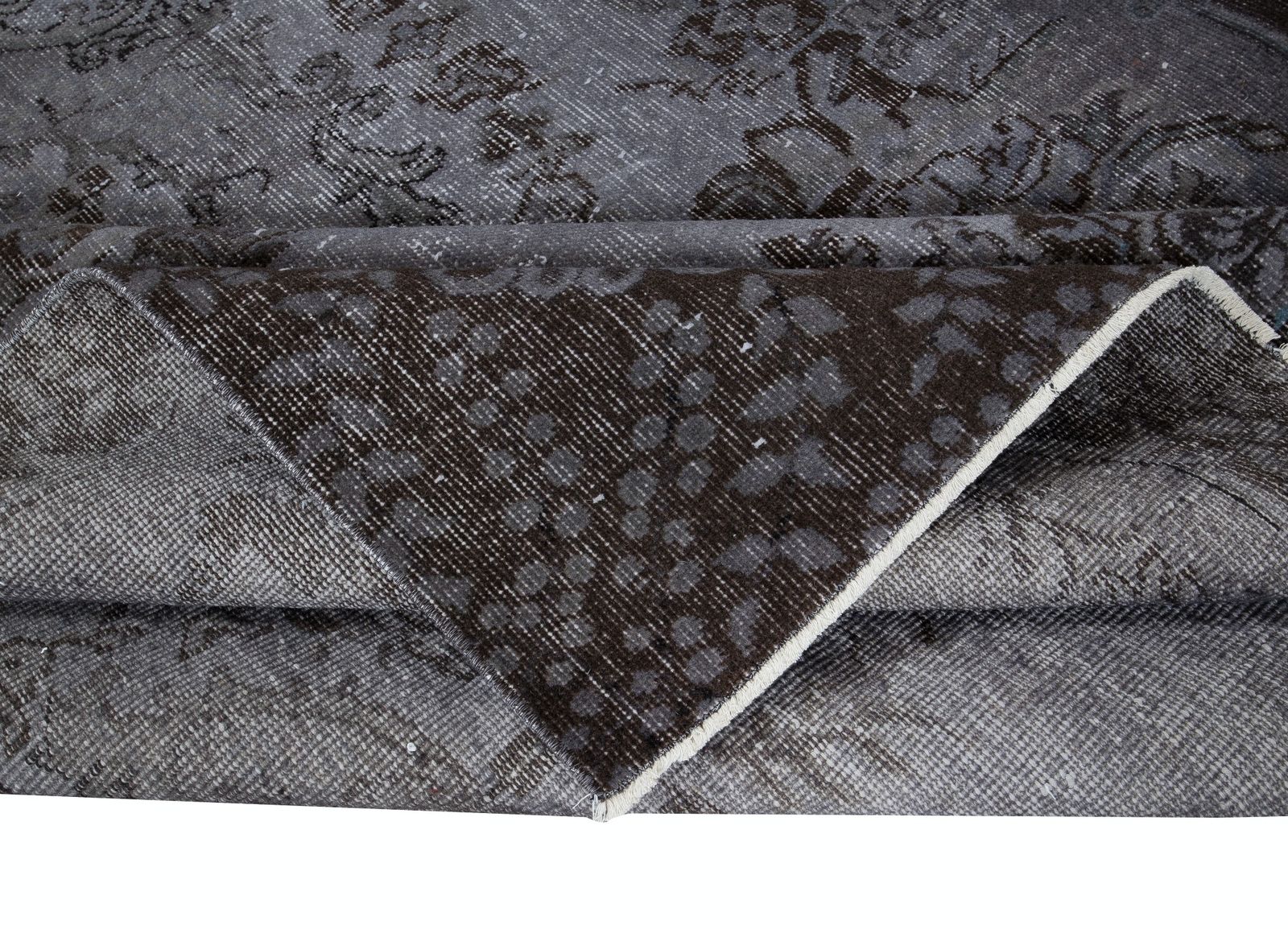 5.7x9.2 Ft Modern Overdyed Hand Knotted Wool Gray Area Rug From Turkey photo for sale