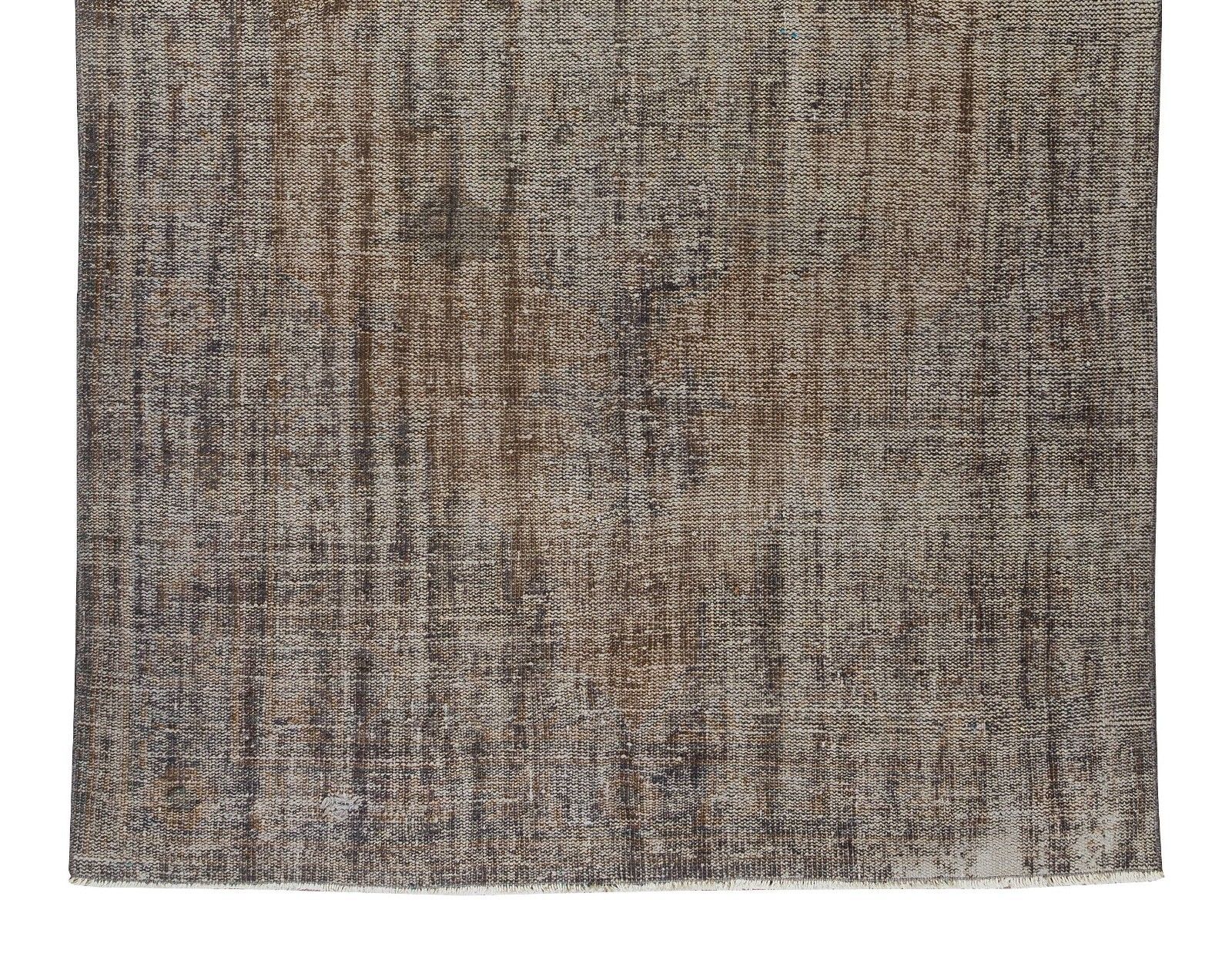 5.7x9 Ft Traditional Turkish Area Rug Over Dyed In Gray, Vintage Handmade Carpet photo 350.0