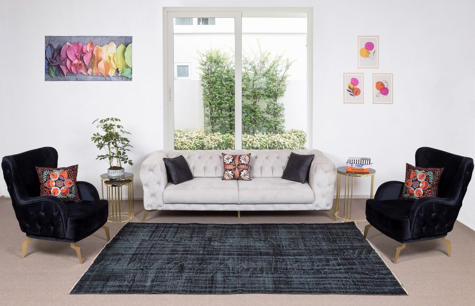 6x9 Ft Handmade Vintage Turkish Area Rug Over Dyed In Black 4 Modern Interiors photo furniture