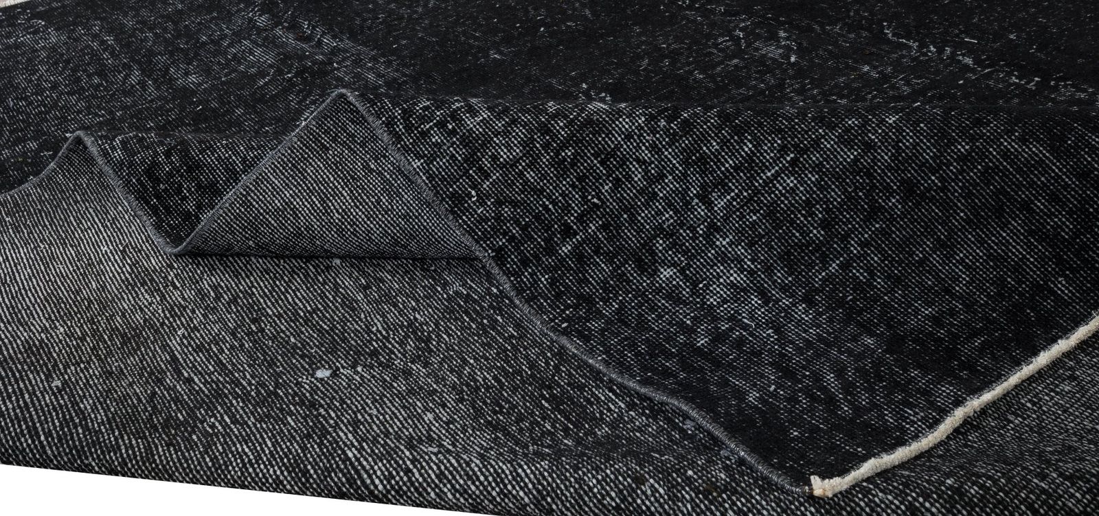 6.8x8.4 Ft Hand Knotted Vintage Turkish Rug Over Dyed In Black For Modern Homes photo for sale