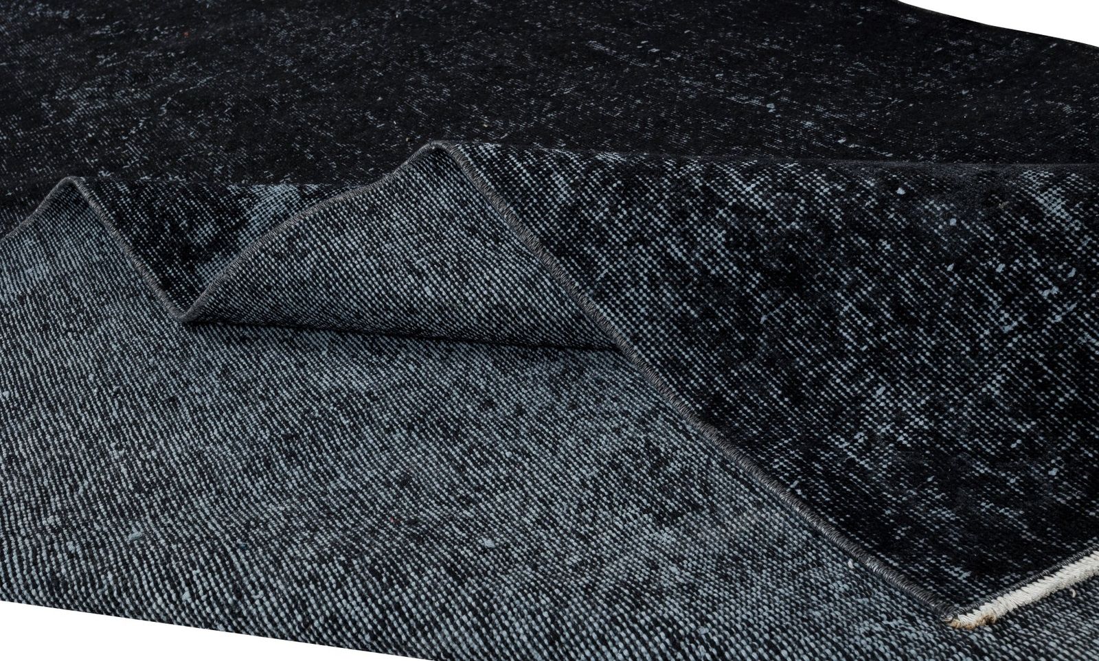 6x9.6 Ft Black Re Dyed Rug For Modern Interiors, Vintage Handmade Turkish Carpet photo for sale