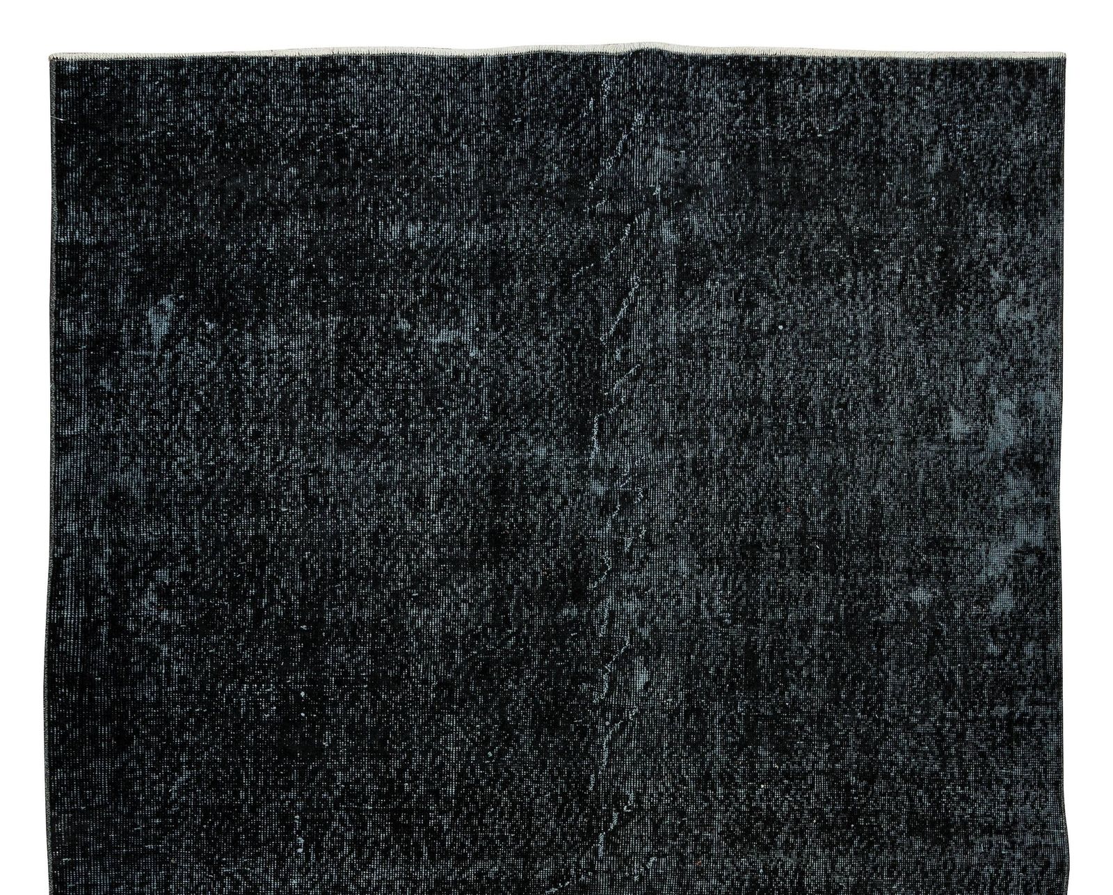6x9.6 Ft Black Re Dyed Rug For Modern Interiors, Vintage Handmade Turkish Carpet photo Textiles