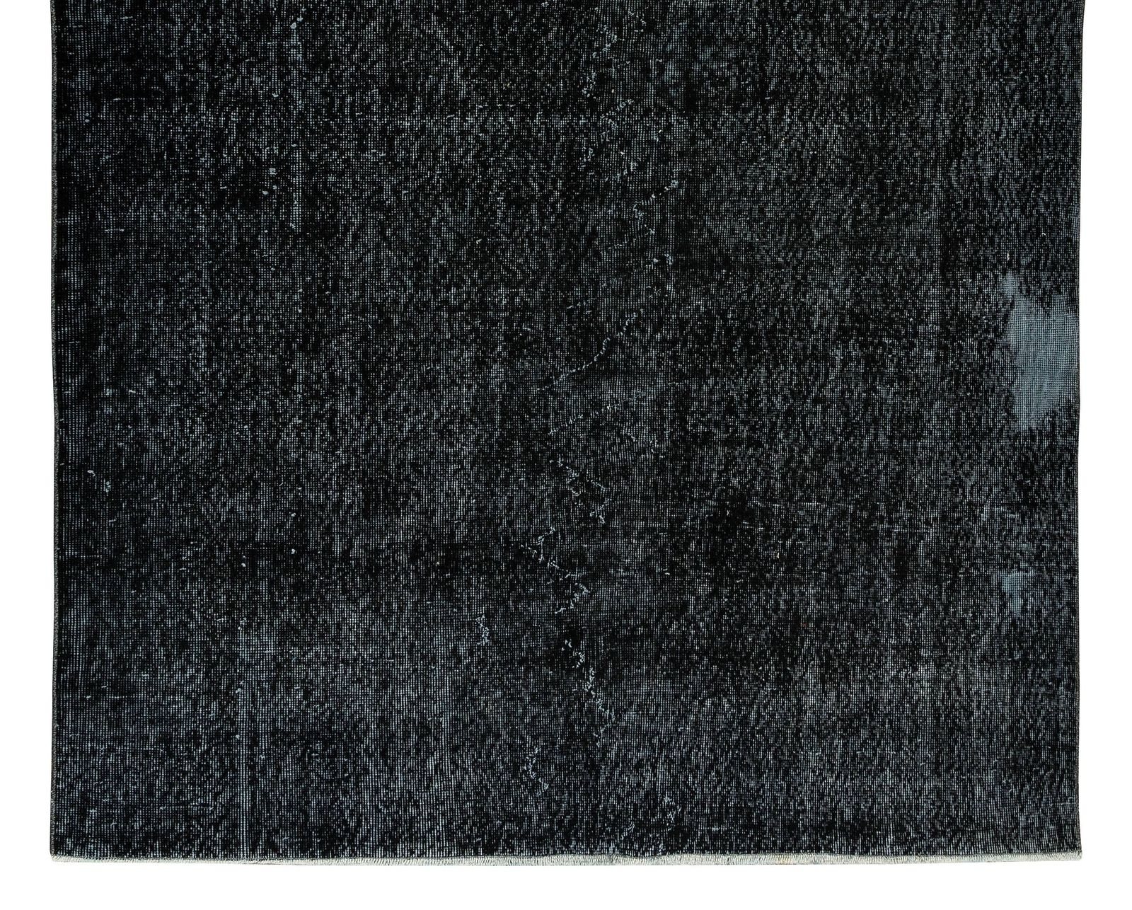 6x9.6 Ft Black Re Dyed Rug For Modern Interiors, Vintage Handmade Turkish Carpet photo 488.0