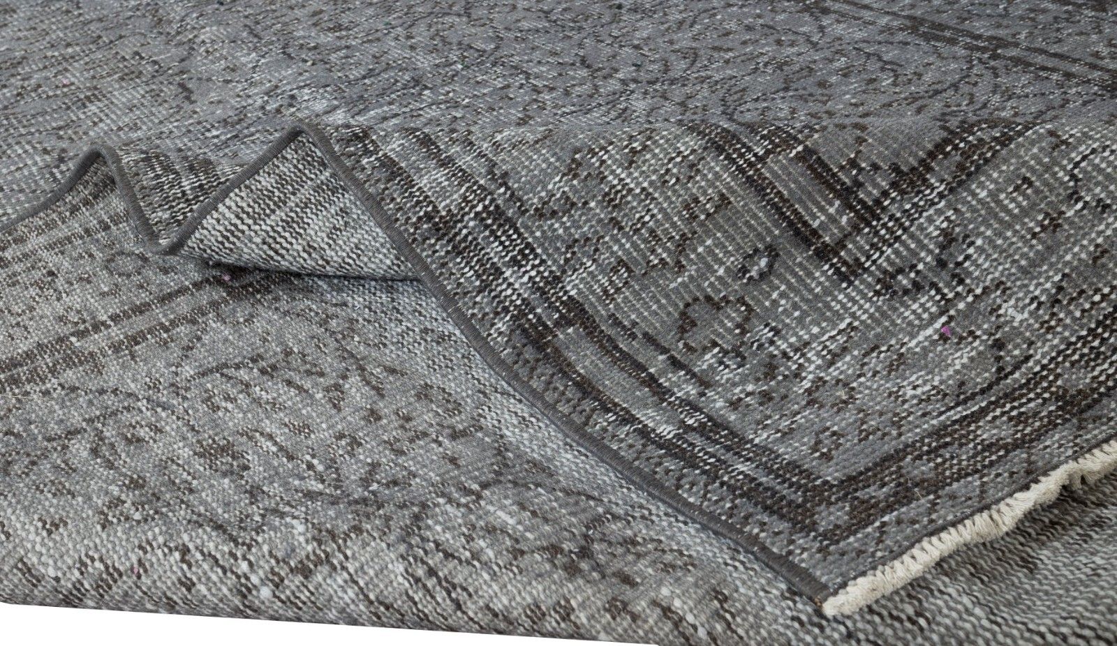 5x9 Ft Mid Century Handmade Turkish Area Rug Overdyed In Gray 4 Modern Interiors photo for sale