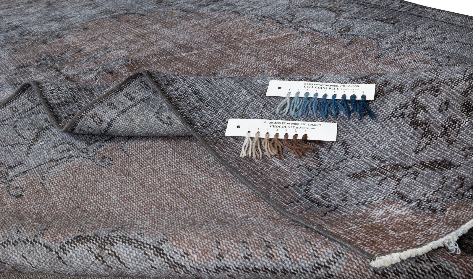5.2x8.4 Ft Mid Century Handmade Turkish Rug Redyed In Gray With Medallion Design photo for sale