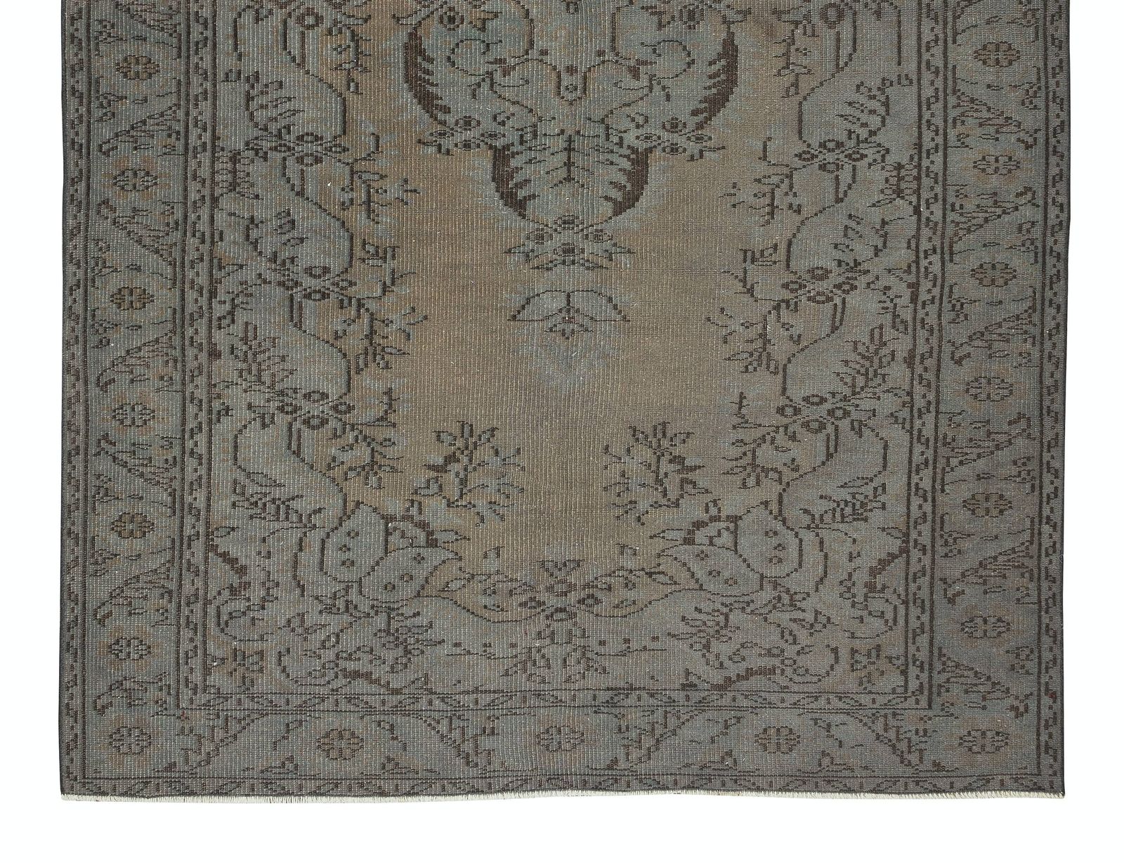 6x9.5 Ft Vintage Rug Over Dyed In Gray For Modern Interiors, Handmade In Turkey photo 581.0