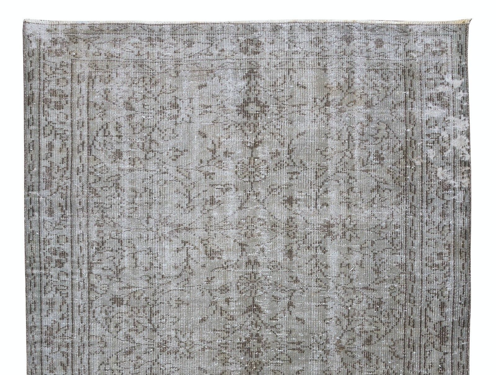 5.2x8.3 Ft Mid Century Handmade Turkish Rug Over Dyed In Gray 4 Modern Interiors photo Textiles