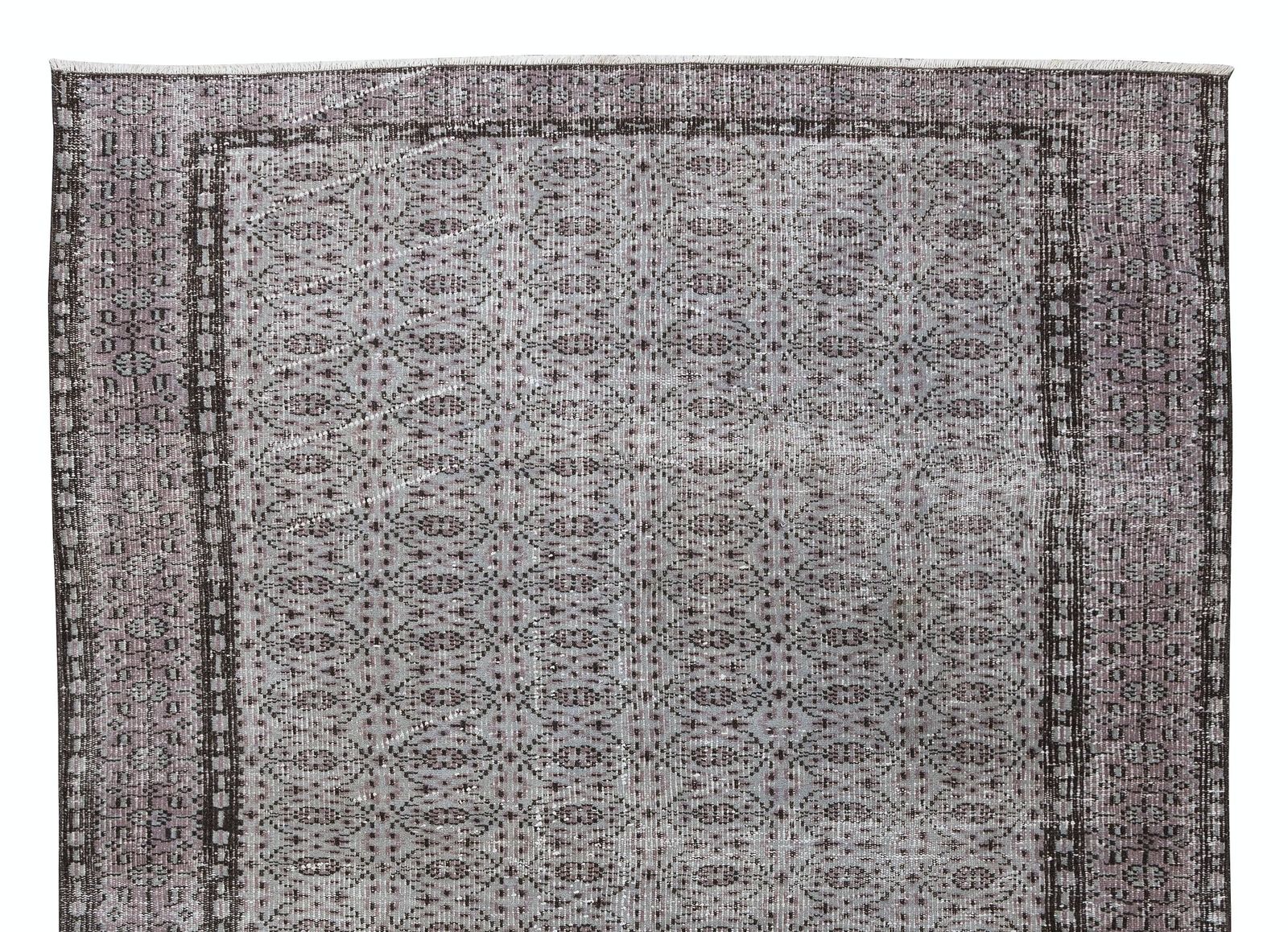 6.2x9 Ft Handmade Vintage Turkish Area Rug Over Dyed In Gray 4 Modern Interiors photo Textiles