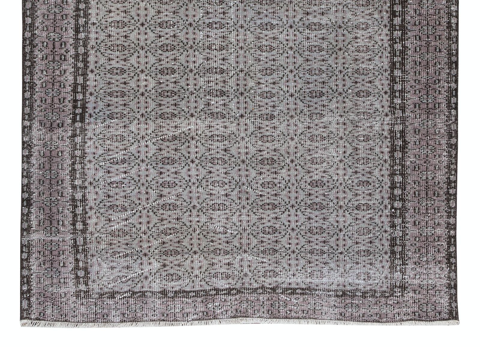 6.2x9 Ft Handmade Vintage Turkish Area Rug Over Dyed In Gray 4 Modern Interiors photo 477.0
