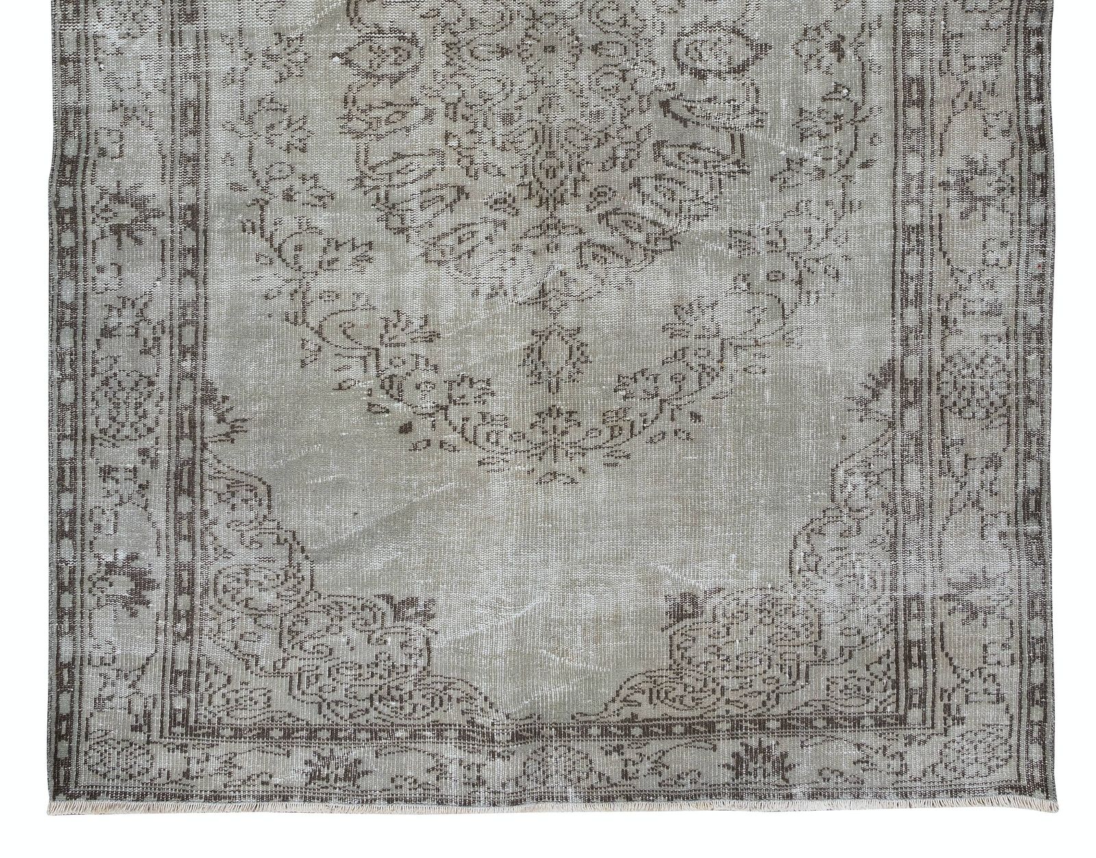6.3x9.8 Ft Handmade Vintage Turkish Area Rug Overdyed In Gray 4 Modern Interiors photo 552.0