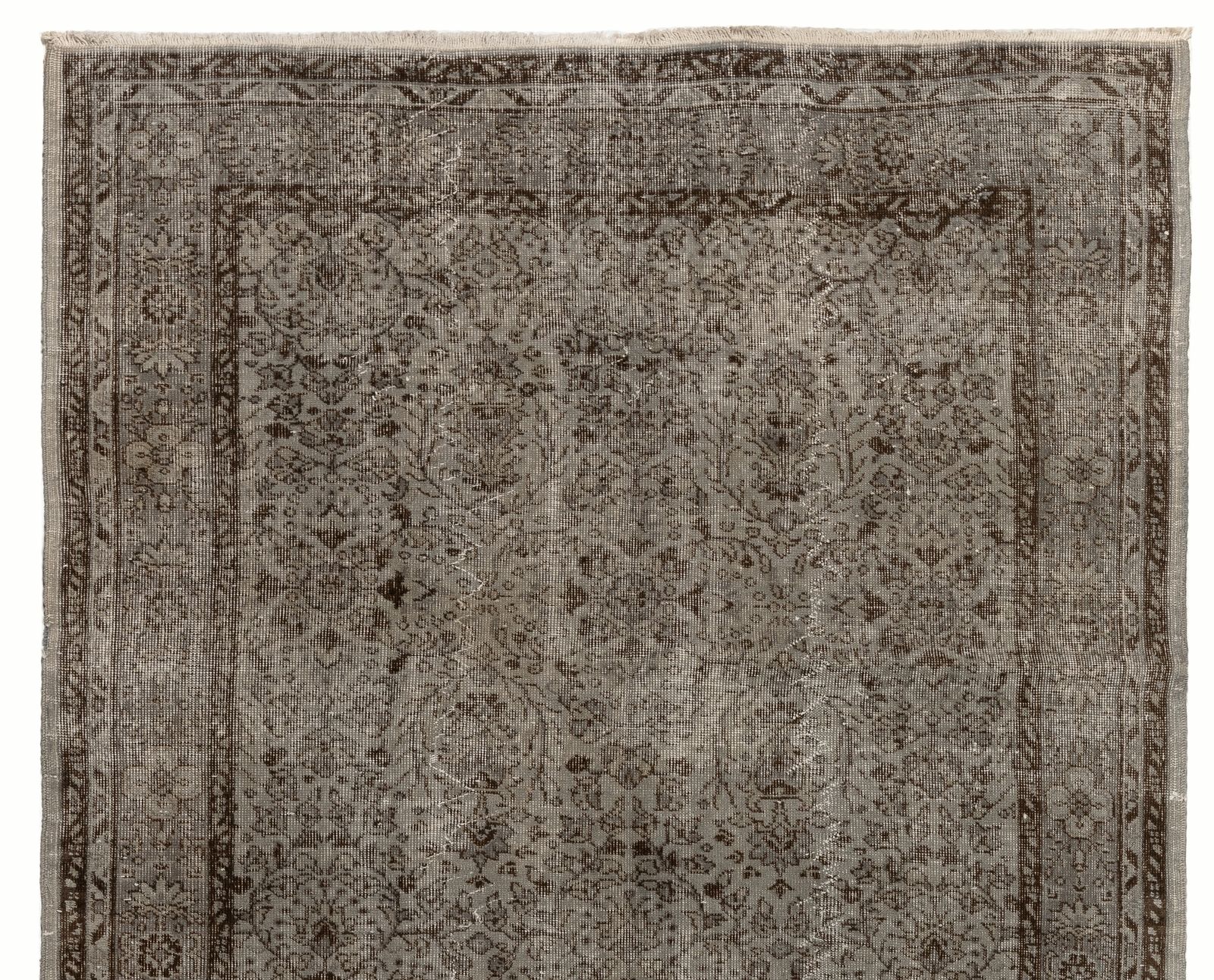 5.4x8.8 Ft Mid Century Floral Design Rug Overdyed In Gray, Handknotted In Turkey photo Textiles