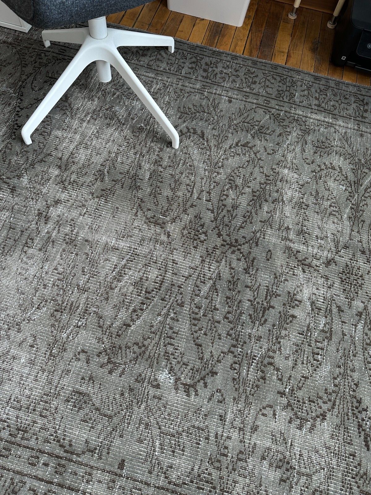 5.6x9 Ft Mid Century Handmade Turkish Wool Area Rug In Gray For Modern Interiors photo 469.0