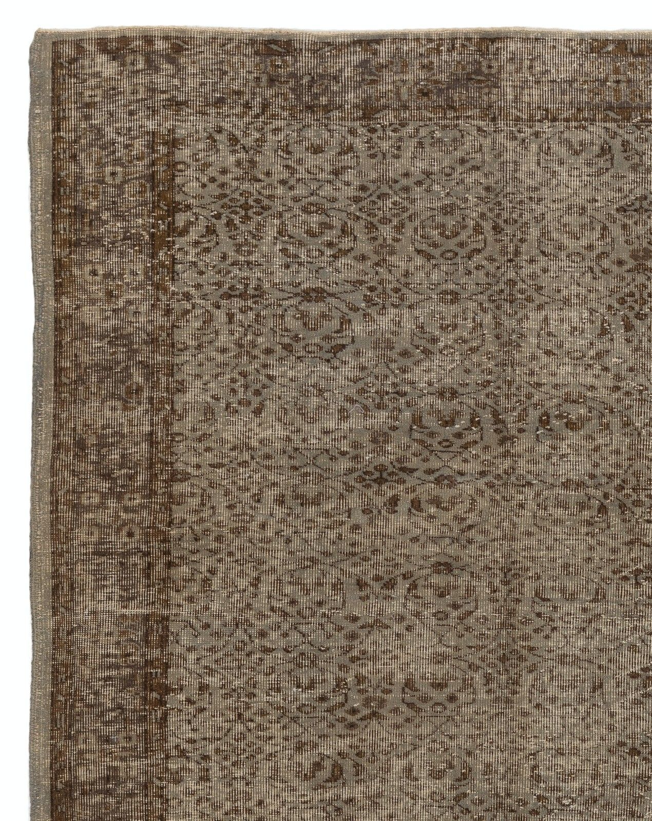 5.7x9 Ft Mid Century Floral Patterned Rug In Gray & Brown, Handknotted In Turkey photo furniture