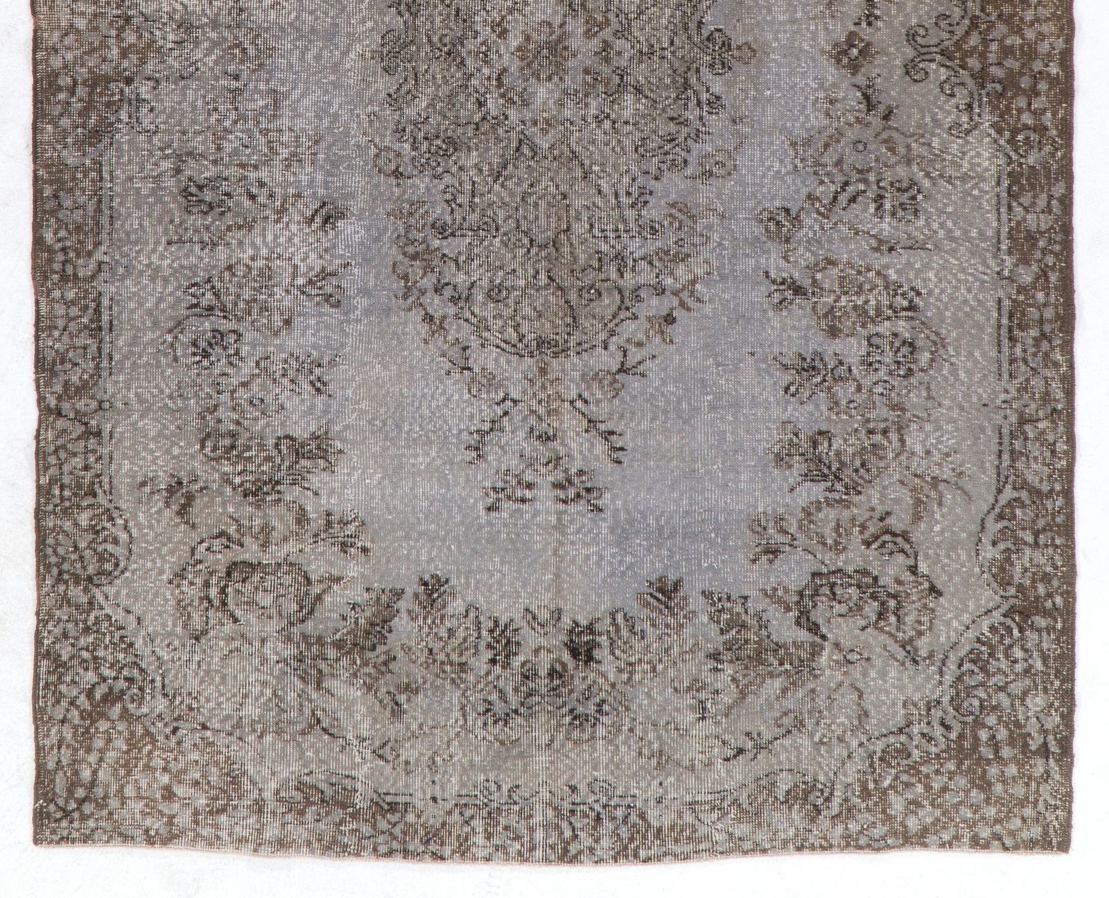 6x10 Ft Hand Knotted Vintage Anatolian Rug Overdyed In Gray For Living Room photo for sale