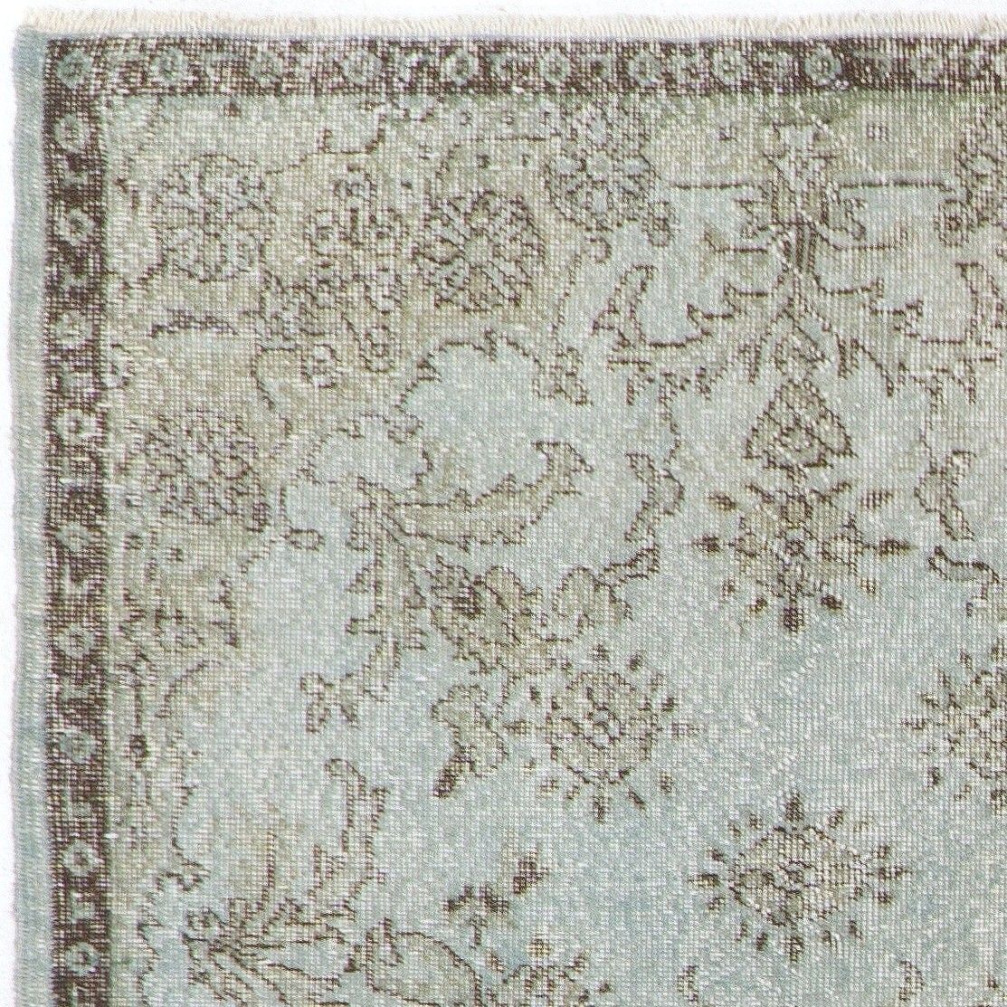 3.7x7 Ft Modern Handmade Turkish Wool Area Rug In Gray & Light Blue photo furniture