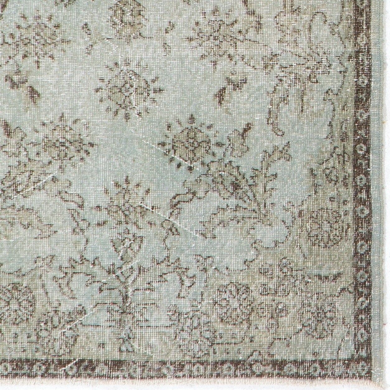 3.7x7 Ft Modern Handmade Turkish Wool Area Rug In Gray & Light Blue photo for sale