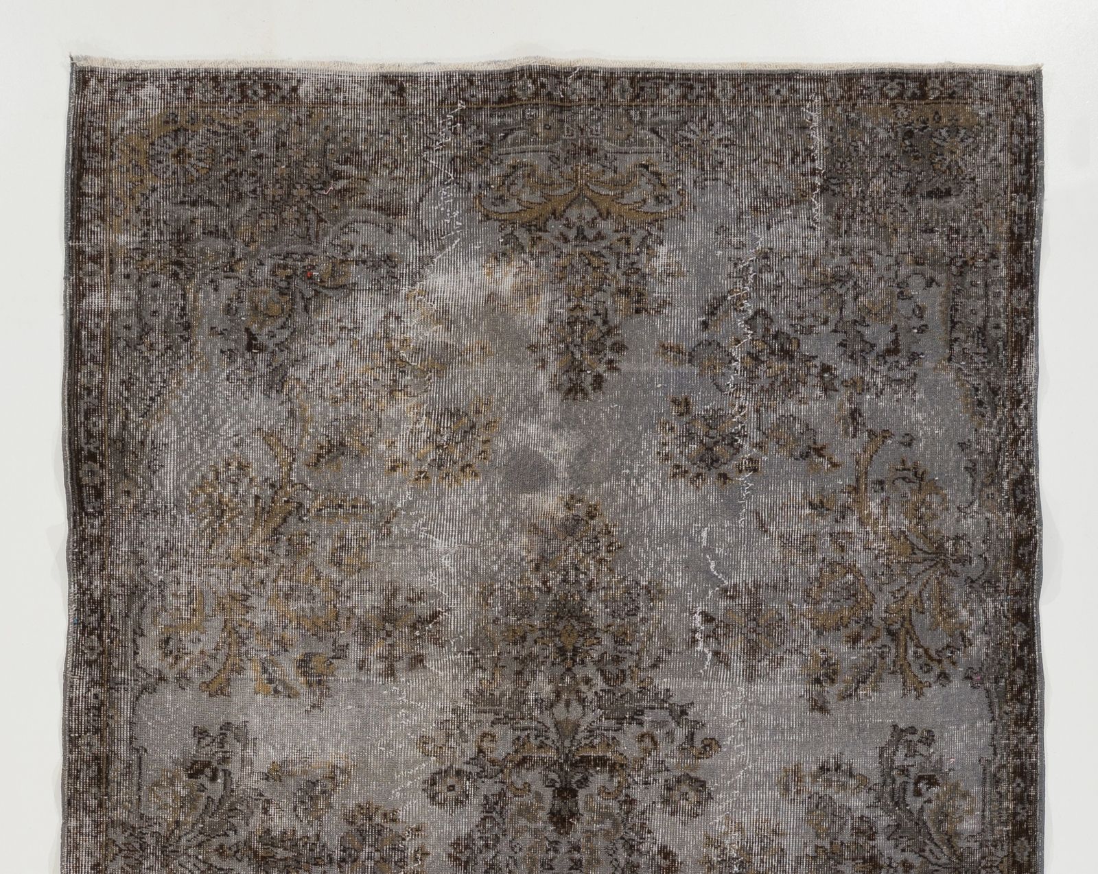5.6x9.2 Ft Vintage Area Rug Overdyed In Gray, Handknotted In Turkey photo Textiles