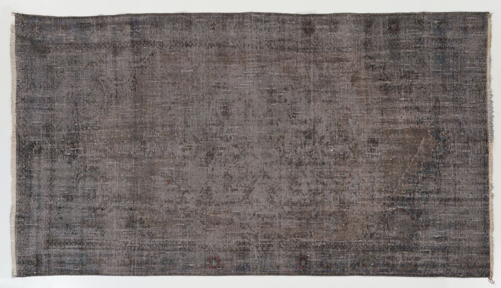 5.2x9.2 Ft Contemporary Vintage Area Rug Overdyed In Gray, Handknotted In Turkey photo furniture