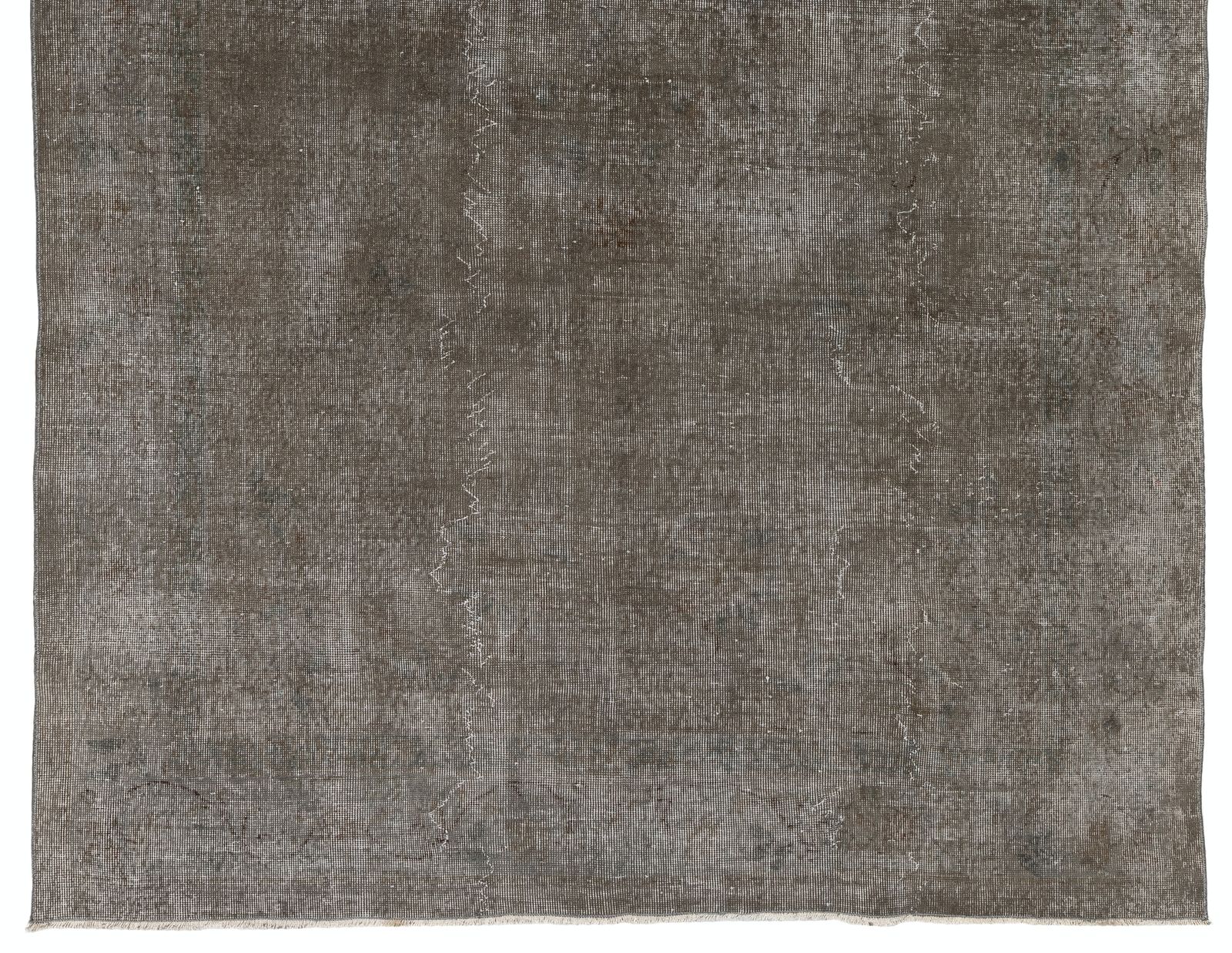 6.7x9.9 Ft Vintage Area Rug Overdyed In Gray, Handknotted In Turkey photo for sale