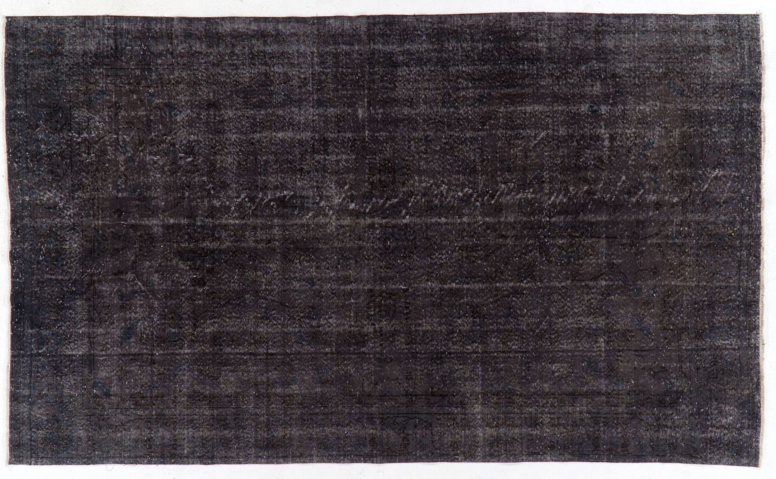 6.5x10.6 Ft Midcentury Area Rug Overdyed In Charcoal Gray, Handknotted In Turkey photo furniture