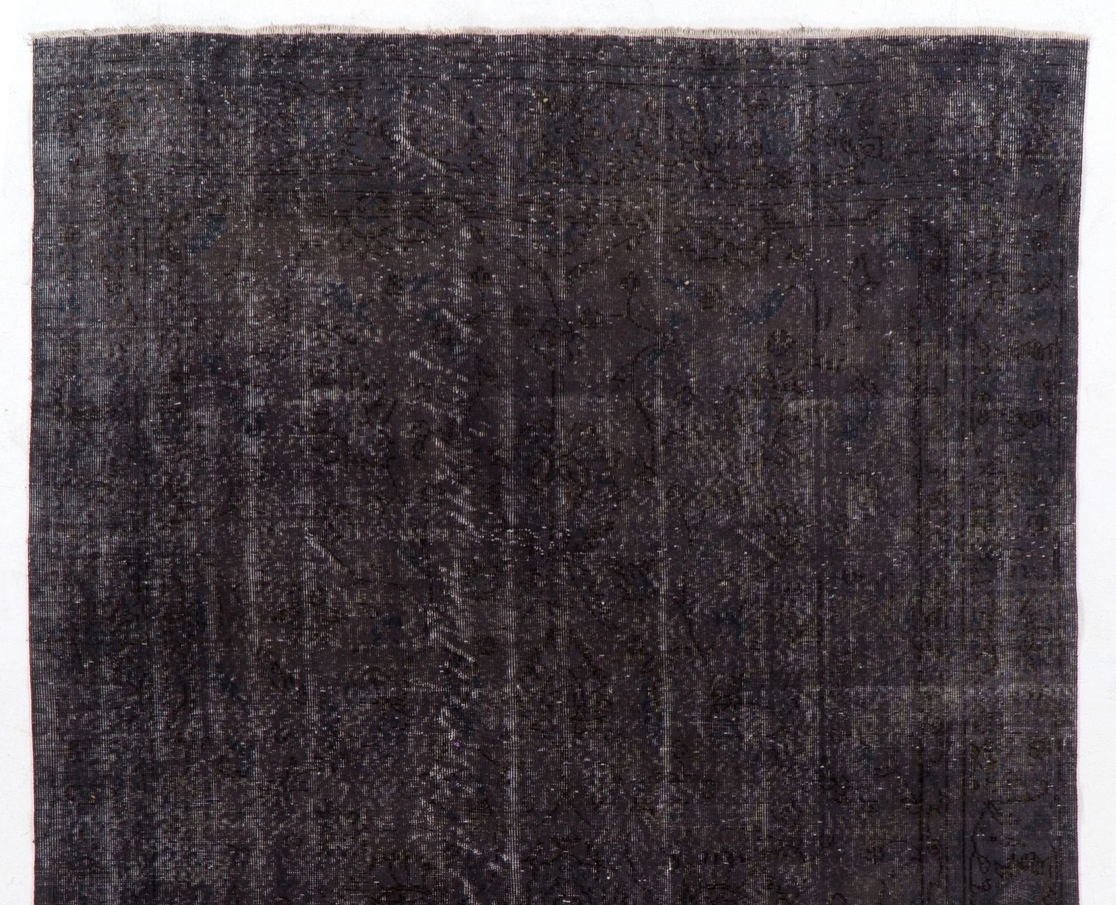6.5x10.6 Ft Midcentury Area Rug Overdyed In Charcoal Gray, Handknotted In Turkey photo Textiles