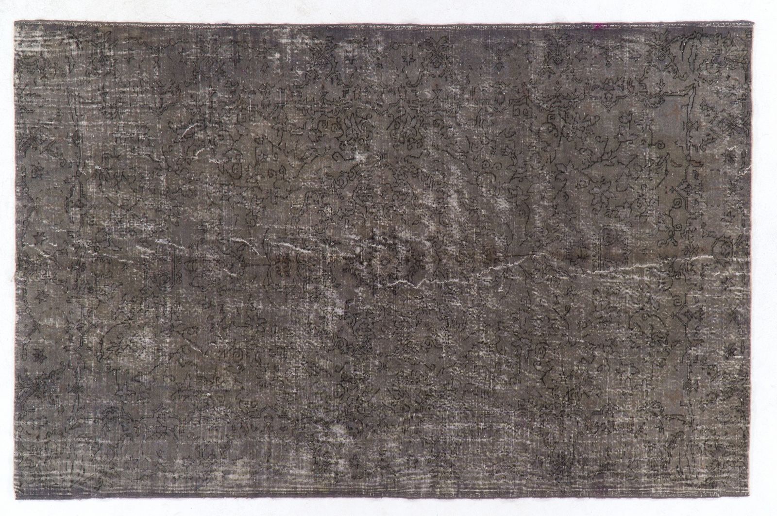 6.3x9.8 Ft Hand Knotted Vintage Anatolian Rug Over Dyed In Gray For Living Room photo furniture