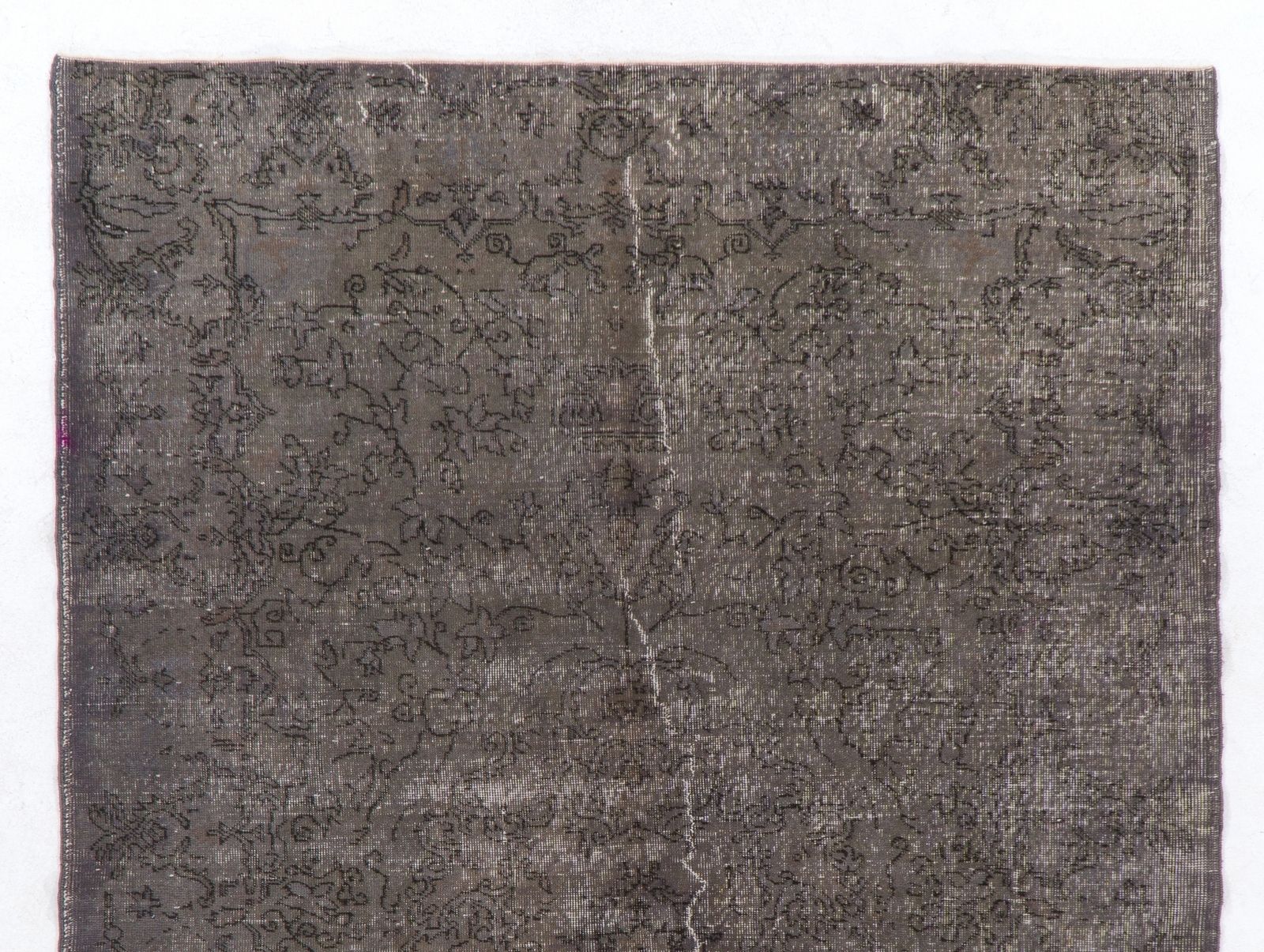 6.3x9.8 Ft Hand Knotted Vintage Anatolian Rug Over Dyed In Gray For Living Room photo Textiles