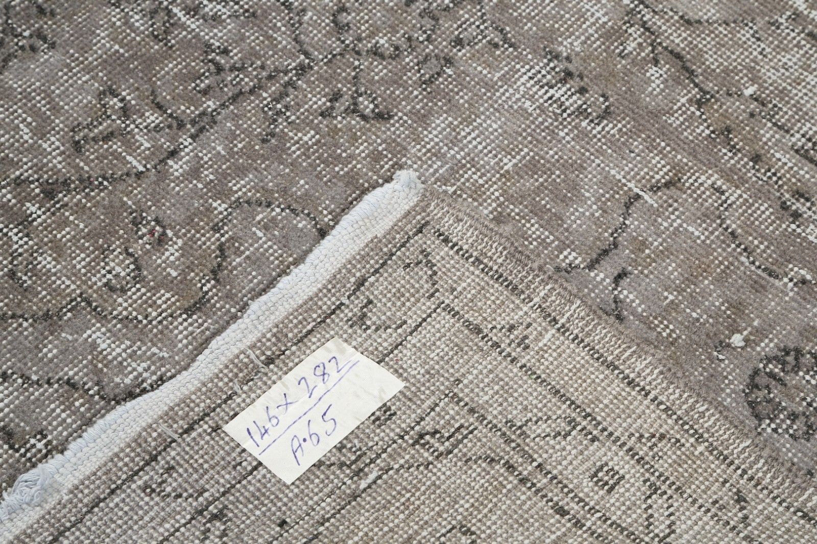 4.8x9.3 Ft Vintage Garden Design Rug Overdyed In Gray, Handknotted In Turkey photo Textiles