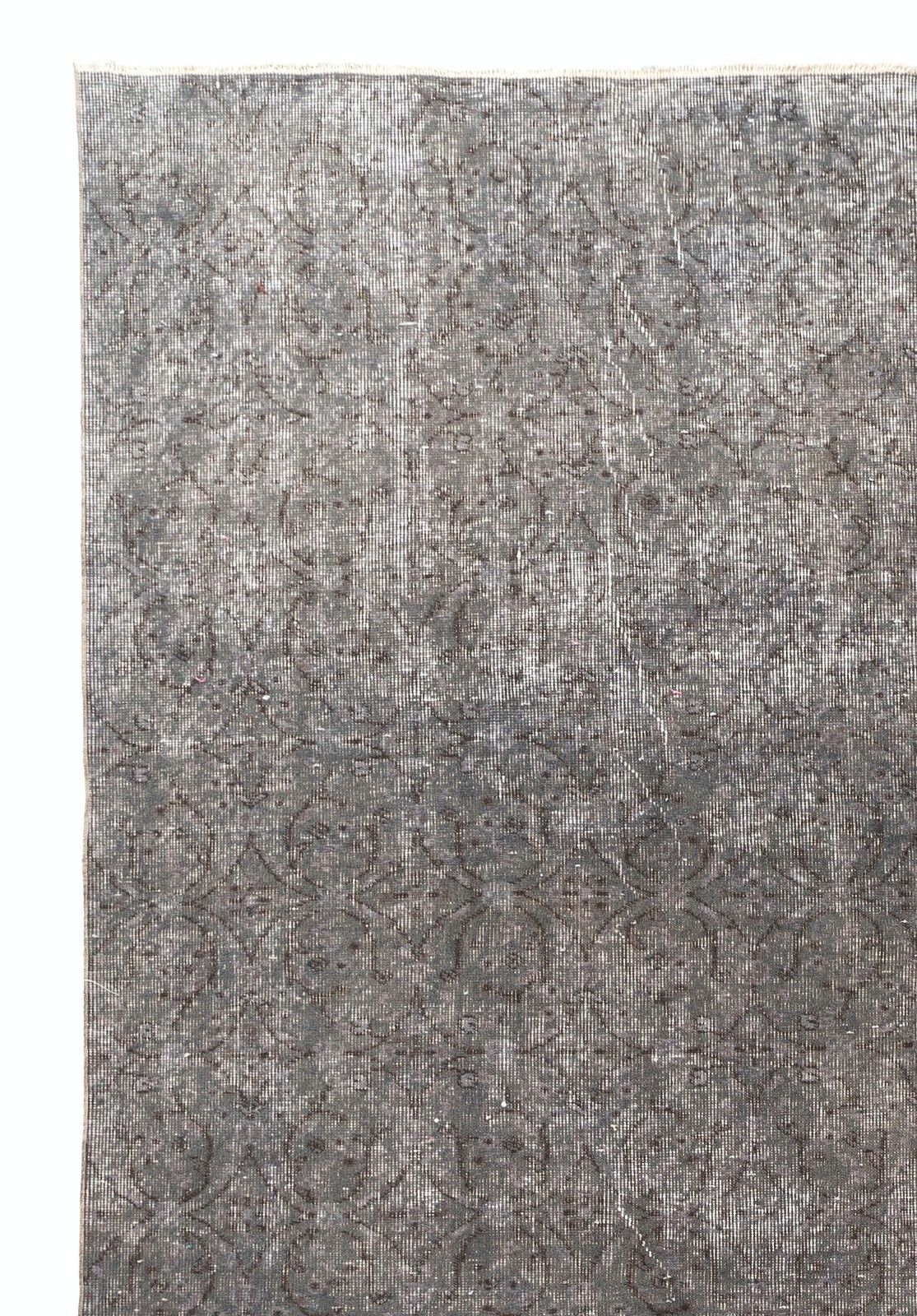 6.9x10 Ft Distressed Vintage Area Rug Overdyed In Gray, Handknotted In Turkey photo furniture