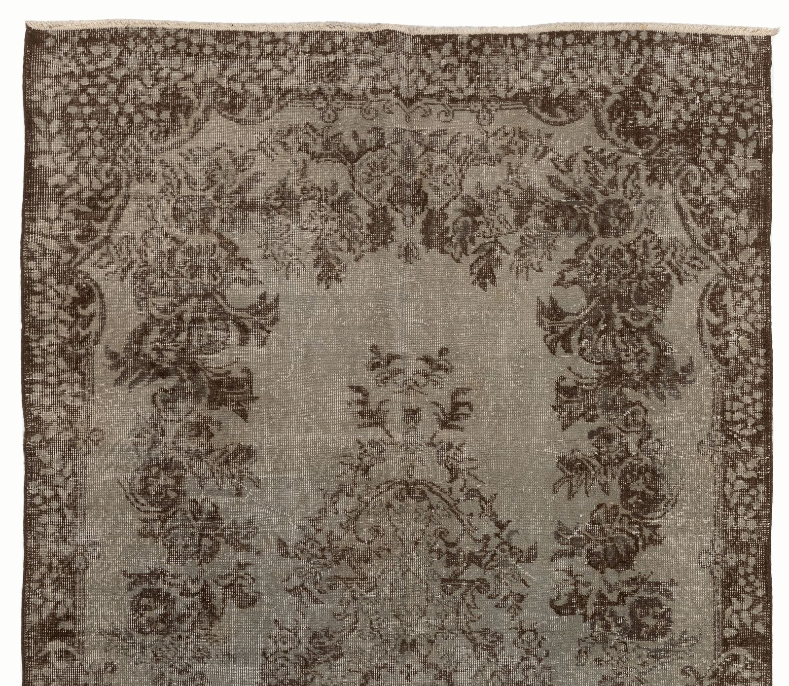 5.6x9.5 Ft Mid Century Area Rug Overdyed In Gray, Handmade In Turkey photo Textiles