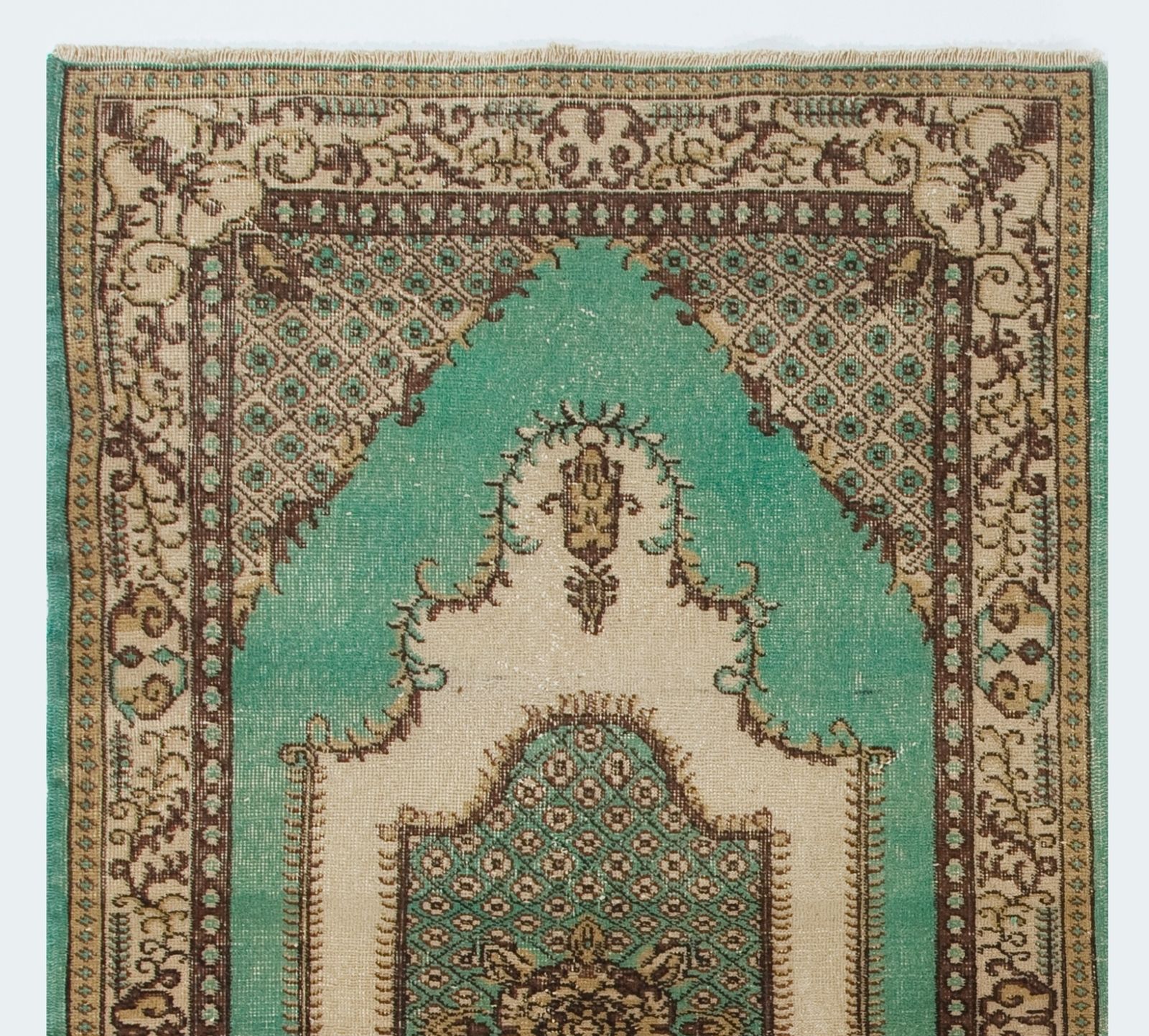 3.9x7 Ft Handmade Geometric Medallion Design Vintage Accent Rug From Turkey photo Textiles