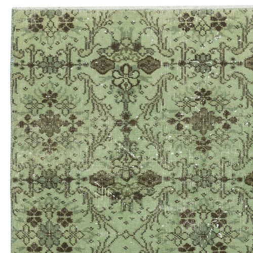 4x6.8 Ft Modern Floral Patterned Area Rug In Green. Hand Knotted In Turkey photo Textiles