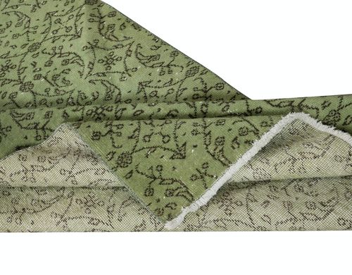 3.7x6.7 Ft Green Color Modern Accent Rug With Floral Design, Handmade In Turkey photo for sale