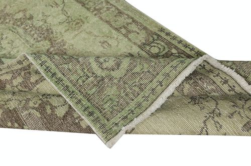 3.7x7 Ft Modern Handmade Baroque Design Turkish Accent Rug In Light Green Color photo for sale