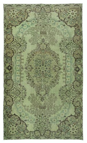 6x10 Ft Handmade Turkish Wool Area Rug In Green, Modern Living Room Rug