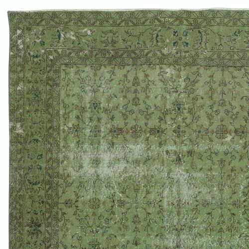 7x10.6 Ft Modern Handmade Floral Patterned Turkish Large Area Rug In Green Color photo Textiles