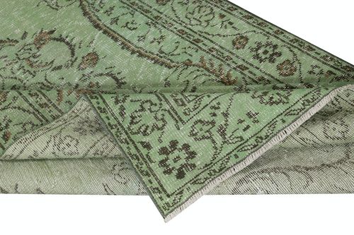 5x9.3 Ft Contemporary Handmade Turkish Wool Area Rug In Green photo for sale