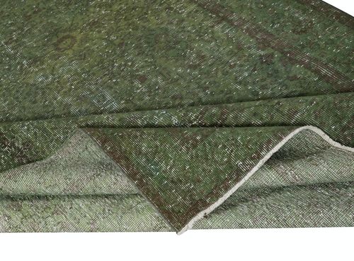 5.5x9.5 Ft Contemporary Hand Knotted Turkish Wool Area Rug In Dark Green photo for sale