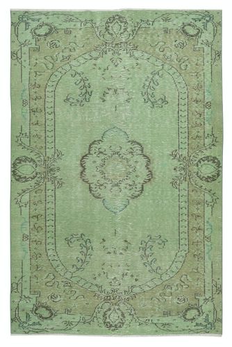 5x8 Ft Green Color Wool Area Rug For Modern Interiors, Handmade In Turkey