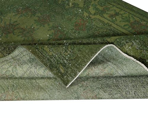 5.3x8.7 Ft Room Size Hand Knotted Turkish Wool Area Rug Over Dyed In Green photo for sale