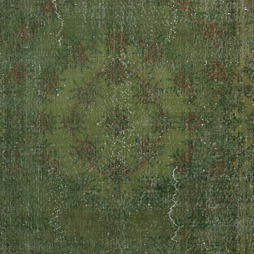 5.3x8.7 Ft Room Size Hand Knotted Turkish Wool Area Rug Over Dyed In Green photo 477.0