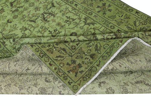 5.2x9.3 Ft Modern Hand Knotted Turkish Floral Patterned Rug In Green Color photo for sale