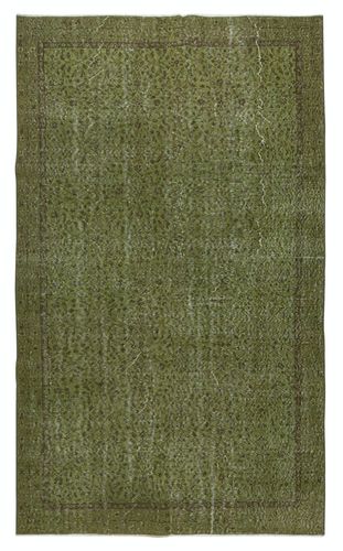 5.2x8.7 Ft Modern Handmade Floral Patterned Turkish Wool Area Rug In Green Color