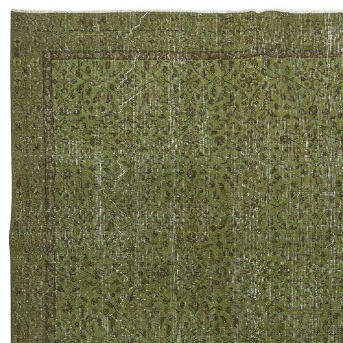 5.2x8.7 Ft Modern Handmade Floral Patterned Turkish Wool Area Rug In Green Color photo Textiles