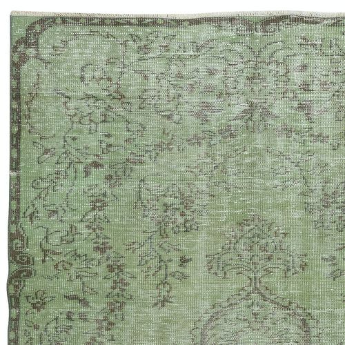 5x8.6 Ft Green Handmade Area Rug From Turkey. Woolen Floor Covering photo Textiles