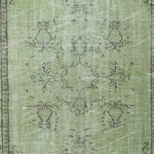 5.3x8.3 Ft Green Handmade Turkish Wool Area Rug For Modern Interiors photo 371.0