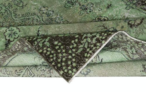 5.7x9 Ft Green Color Modern Handmade Turkish Area Rug With Medallion Design photo for sale