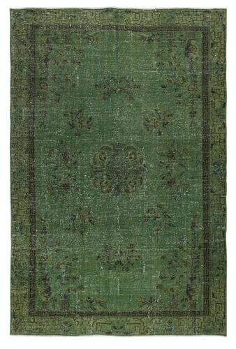 6x9.2 Ft Contemporary Handmade Turkish Wool Area Rug In Green