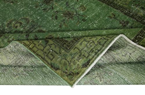6x9.2 Ft Contemporary Handmade Turkish Wool Area Rug In Green photo for sale